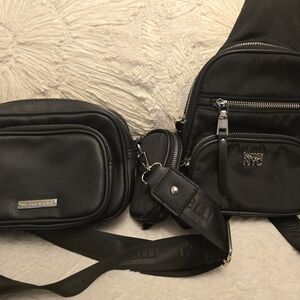 Steve Madden Black Crossbody Bag Set with Multiple Pouches